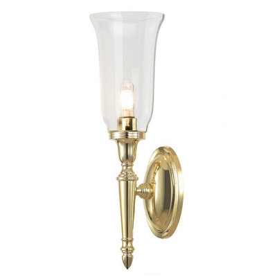 Elegant Ip44 Wall Light With Clear Glass Shade And Polished Brass FinishLed G9 3.5W Included from B&Q