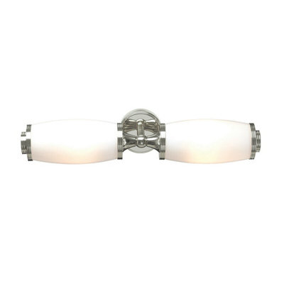 Stylish Ip44 Wall Light With Polished Nickel Finish And Dual Glass Shades from B&Q