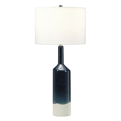 Stylish Blue And White Table Lamp With Led E27 Bulb from B&Q