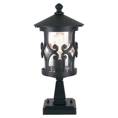  - Ip23 Black Led Wall And Ground Pedestal Light With E27 Socket