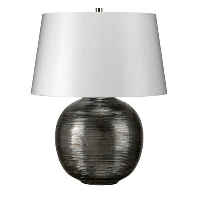 Elegant Textured Silver Table Lamp With Fabric Shade And Led Bulb from B&Q