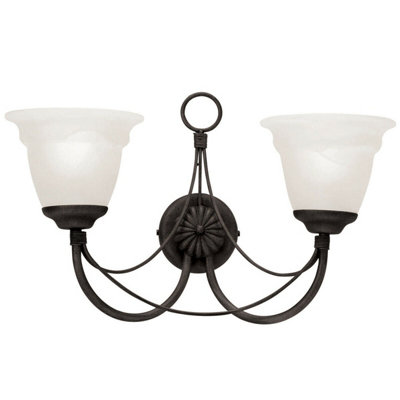 Elegant Twin Wall Light Candelabra In Ivory And Black With Led Bulbs from B&Q