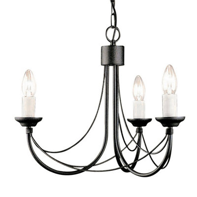 B&Q Elegant Gothic Style 3 Bulb Chandelier In And Finish Ivory/Black