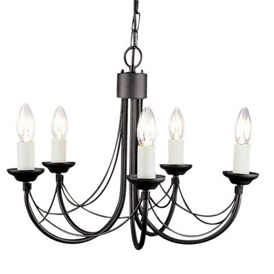 B&Q Elegant 5-Bulb Gothic Chandelier In And Finish Ivory/Black