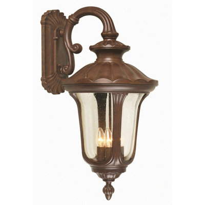 Stylish Outdoor Ip44 4-Bulb Wall Light In Rusty Bronze Patina With Led E14