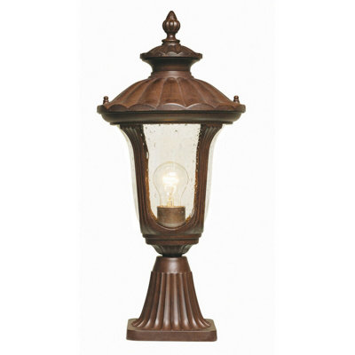 Rusty Bronze Patina Led Outdoor Wall Ground Pedestal LightIp44 Rated E27 100W from B&Q