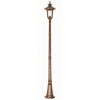 Elegant Outdoor Ip44 1 Bulb Lamp Post In Rusty Bronze Patina With Led E27 100W