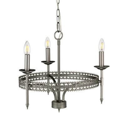 Elegant 3-Bulb Led Chandelier Pendant Light With Iron Gate Finish from B&Q