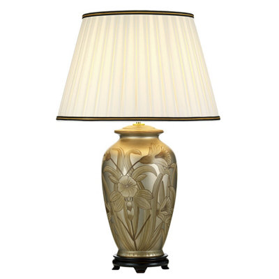 Elegant Ivory Table Lamp With Black And Gold ShadeLed E27 60W Bulb from B&Q
