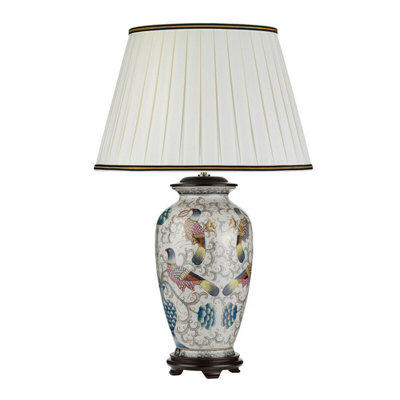 Elegant Ivory Table Lamp With Black And Gold ShadeLed E27 60W from B&Q
