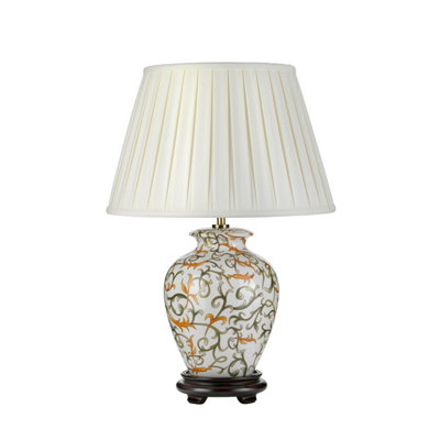 B&Q Elegant Shade Table Lamp With Colorful Led Bulb Ivory