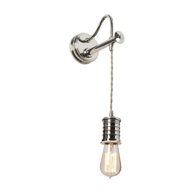 Elegant Wall Light Sconce In Polished Nickel With E27 Led Bulb