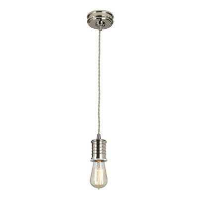 Elegant 1 Bulb Ceiling Pendant Light Fitting In Highly Polished Nickel For Modern Interiors from B&Q