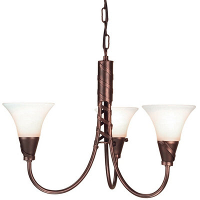 Elegant 3 Bulb Copper Patina Chandelier With Led E14 60W Bulbs For Stunning Interiors from B&Q