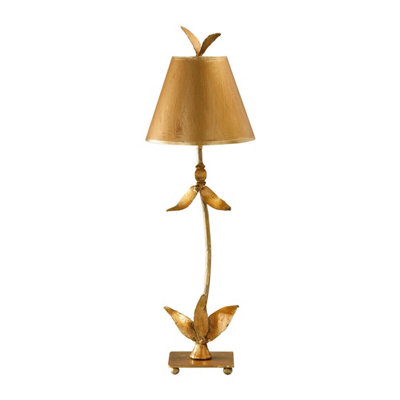 Elegant Gold And Silver Leaf Table Lamp With Tapered Shade And Led Bulb from B&Q