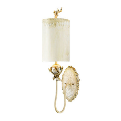 Elegant Wall Light Sconce In Putty Patina & Silver Leaf With E27 Led Bulb from B&Q