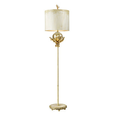 Elegant Putty Patina Floor Lamp With Silver Leaf Orb And Led E27 Bulb from B&Q