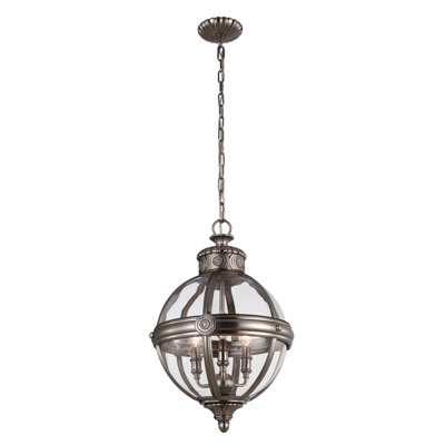 Elegant 3 Bulb Antique Nickel Chandelier Pendant Light With E14 Led Bulbs from B&Q