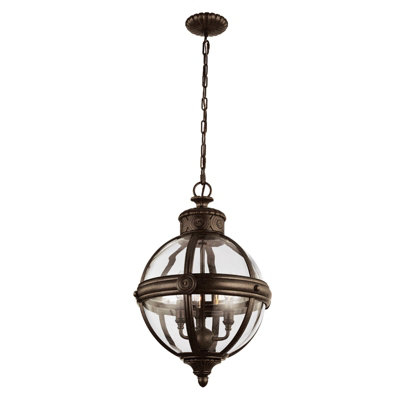 Elegant 3 Bulb Chandelier Pendant Light In British Bronze Finish from B&Q