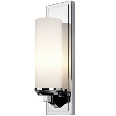  - Elegant Ip44 Large Wall Light With White Opal Glass And Polished Chrome Finish