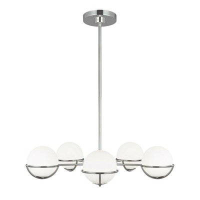  - Elegant 5-Bulb Chandelier With Highly Polished Nickel Finish And Led G9 Lighting