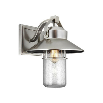 Stylish Outdoor Ip44 Wall Light Lantern In Brushed Steel With E27 Bulb Socket from B&Q