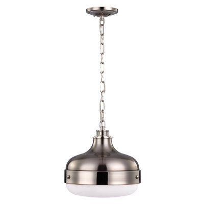  - Elegant 2 Bulb Ceiling Pendant Light In Polished Nickel And Brushed Steel Finish