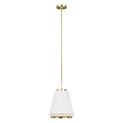 B&Q Elegant Matte Ceiling Pendant With E27 Led Bulb White/Light