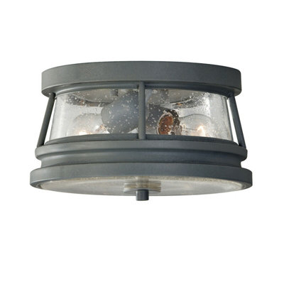 Stylish Outdoor Ip44 2-Bulb Flush Light With Storm Cloud Finish from B&Q