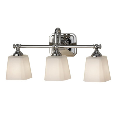 Stylish Ip44 3 Bulb Wall Light With Opal Etched Glass Shade And Polished Chrome Finish from B&Q