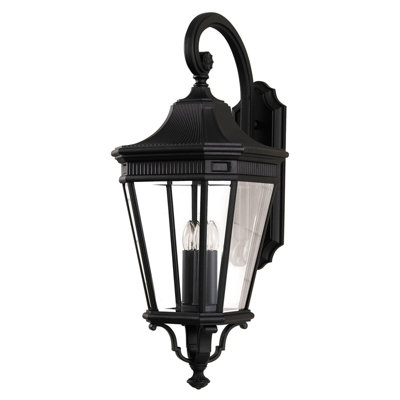  - Stylish Outdoor Ip44 Black 3-Bulb Wall Light Sconce With E14 Led Socket