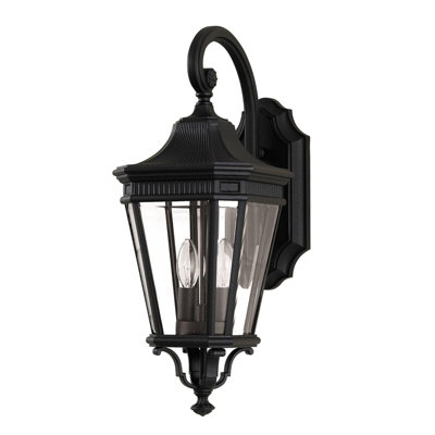 Stylish Outdoor Ip44 Twin Wall Light Sconce With Led E14 BulbBlack Finish from B&Q