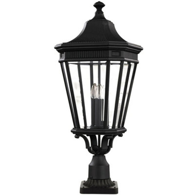 Stylish Outdoor Ip44 3 Bulb Black Led Pedestal Light For Gardens And Patios from B&Q