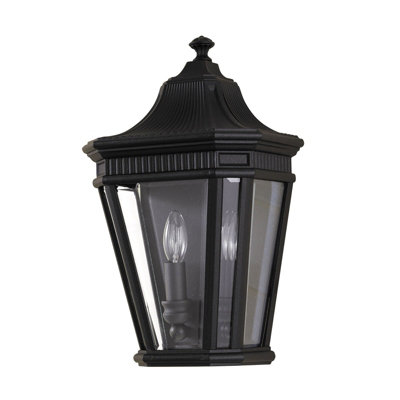 Stylish Outdoor Ip44 2 Bulb Black Wall Lantern Light With Led E14 60W from B&Q