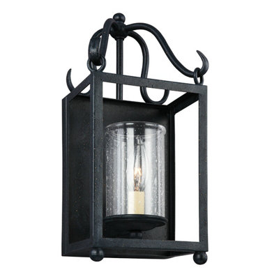 Antique Forged Iron Wall Light With Clear Seeded Glass ShadeLed E14 60W from B&Q