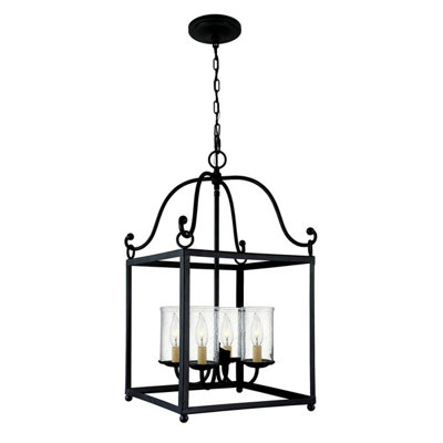 Elegant 4 Bulb Antique Forged Iron Ceiling Pendant Light With E14 Led Bulbs from B&Q