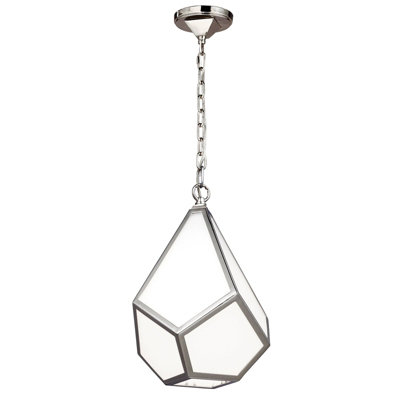 Stylish Opal White Pendant Light With Polished Nickel Finish from B&Q