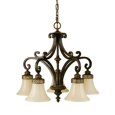 Elegant 5 Bulb Walnut Chandelier Pendant Light With Led E27 Socket from B&Q