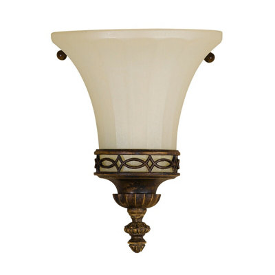  - Elegant Opaque Glass Wall Light With Walnut Finish And Led Technology