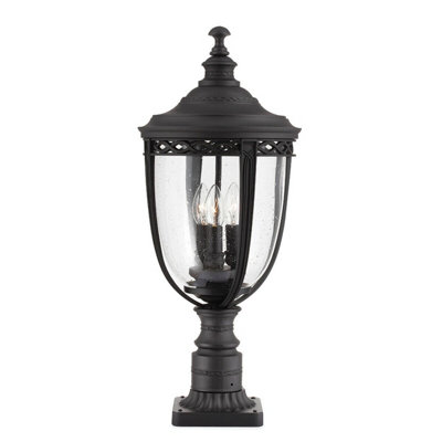 Stylish Outdoor Ip44 3 Bulb Led Pedestal LightBlack Finish from B&Q