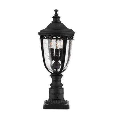  - Elegant Outdoor Ip44 3 Bulb Black Led Pedestal Light For Stylish Exteriors