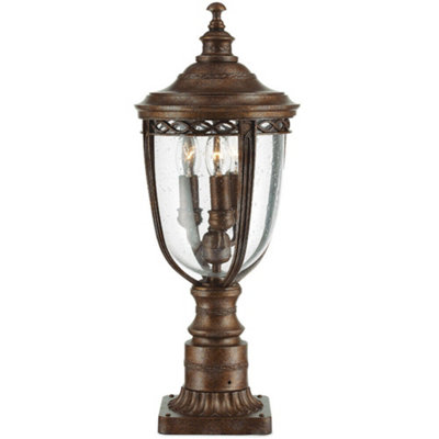 Stylish Outdoor Ip44 3 Bulb Pedestal Lamp In British Bronze With Led E14 60W from B&Q