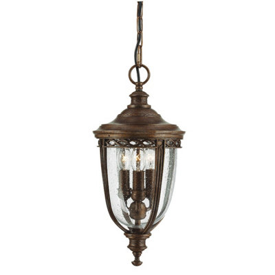 Stylish Ip23 3 Bulb Classic Chain Lantern Light In British Bronze Finish from B&Q