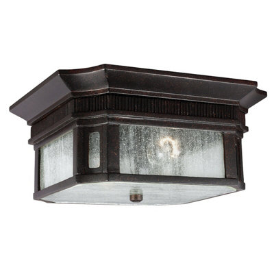 Stylish Outdoor Ip44 Gilded Bronze 2 Bulb Flush Light With Led E27 Socket from B&Q