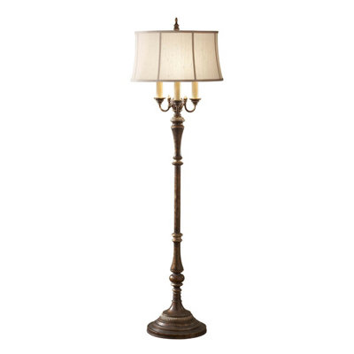  - Stylish 4 Bulb Floor Lamp With Desert Linen Fabric Shade And Cambridge Crackle Finish