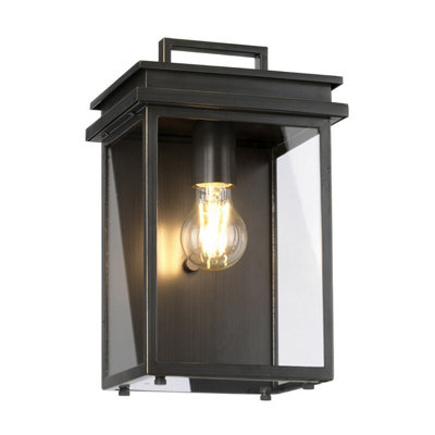 Antique Bronze Outdoor Ip44 Wall Lantern With E27 Socket