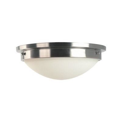 Elegant Polished Nickel 2 Bulb Flush Mount Ceiling Light With Led E27 60W Bulbs from B&Q