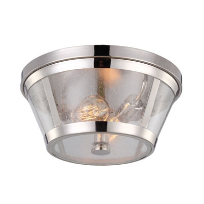 B&Q Elegant 2 Bulb Flush Mount In Polished Nickel Finish For Low Ceilings Light