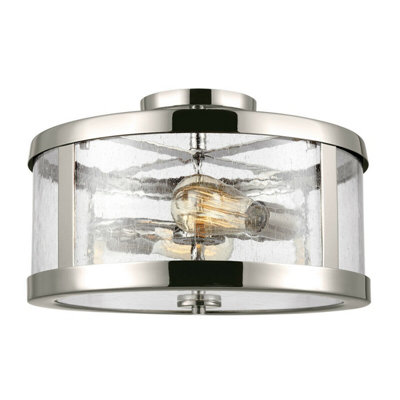 Stylish 2 Bulb Semi Flush Led Light Fixture In Polished Nickel Finish from B&Q