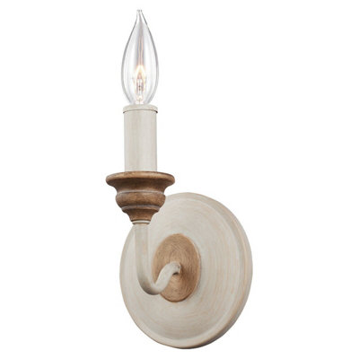  - Chalk Washed Beachwood Wall Light Sconce With Led E14 Bulb